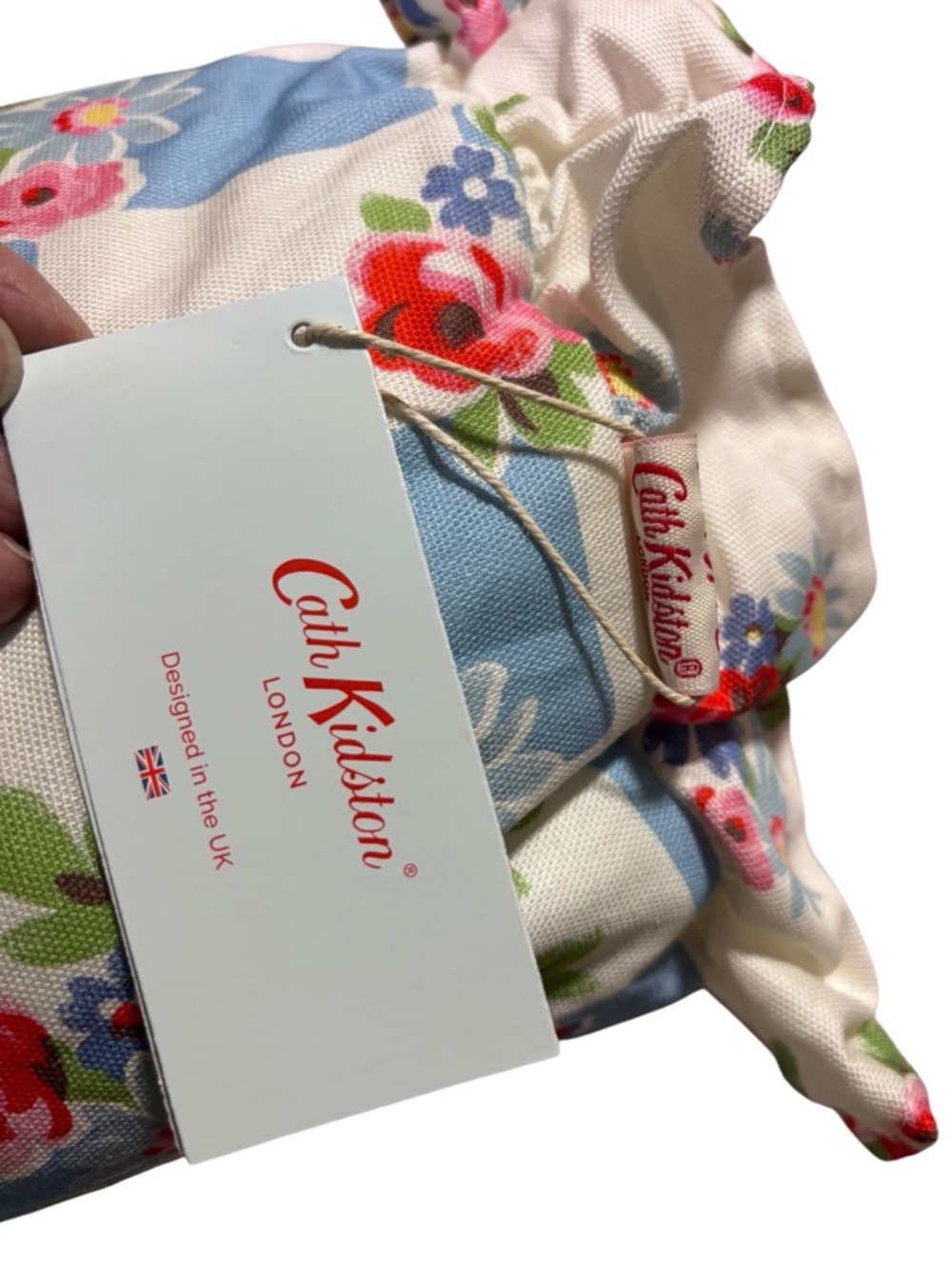 Cath Kidston NWT DAISY ROSE CHECK RUFFLE BLUE bolster pillow 8”x 20” - Picture 4 of 8